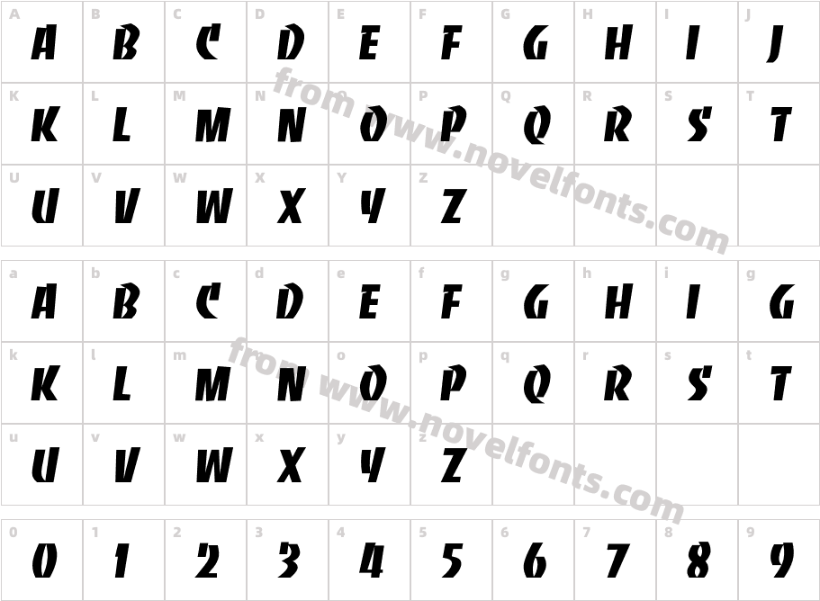 BancoFontCharacter Map