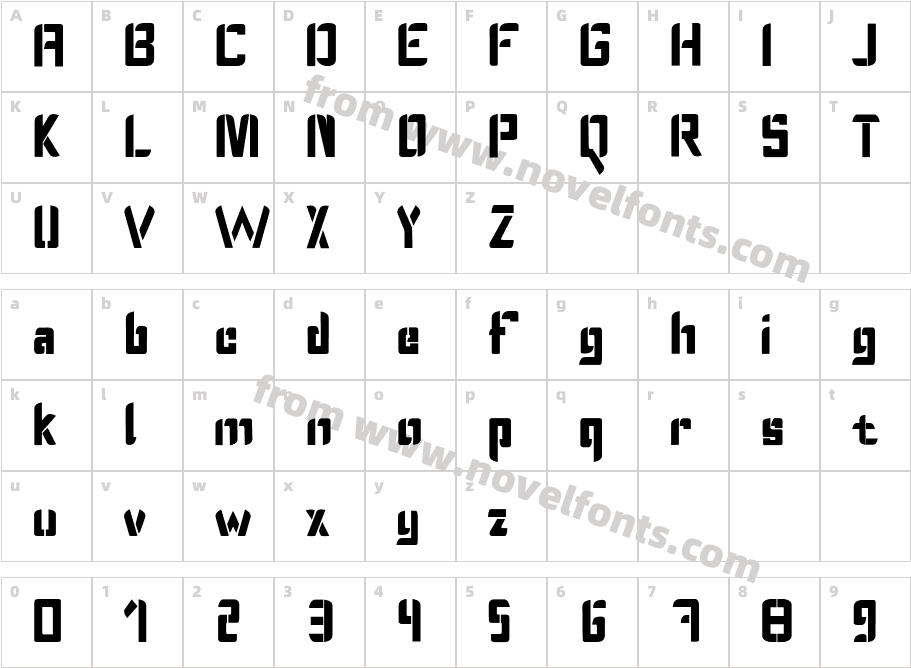 mech BoldCharacter Map