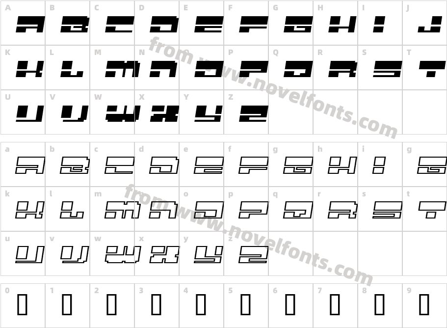 mtiza ItalicCharacter Map