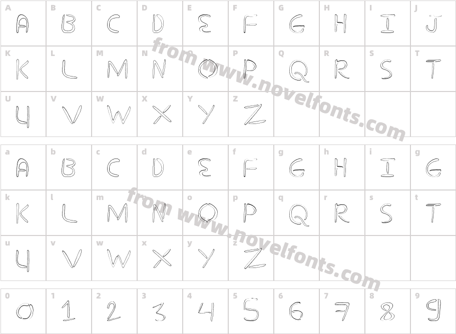 nuevostencil hollowCharacter Map