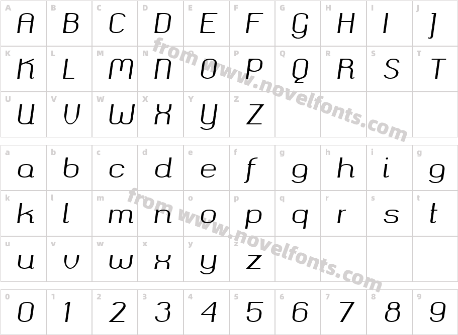 okolaks Regular ItalicCharacter Map