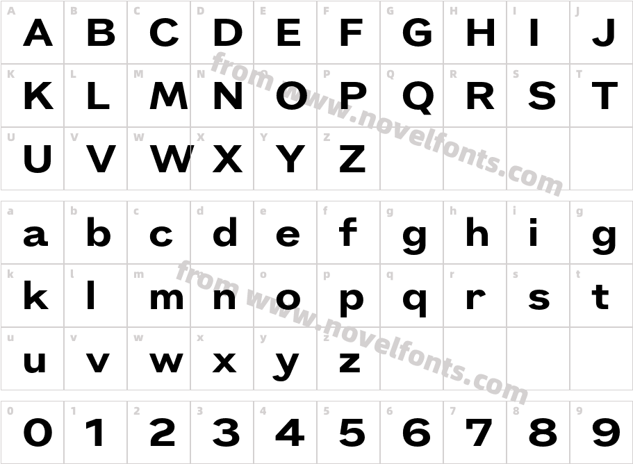 Neptun Trial Sud Extra Wide BoldCharacter Map