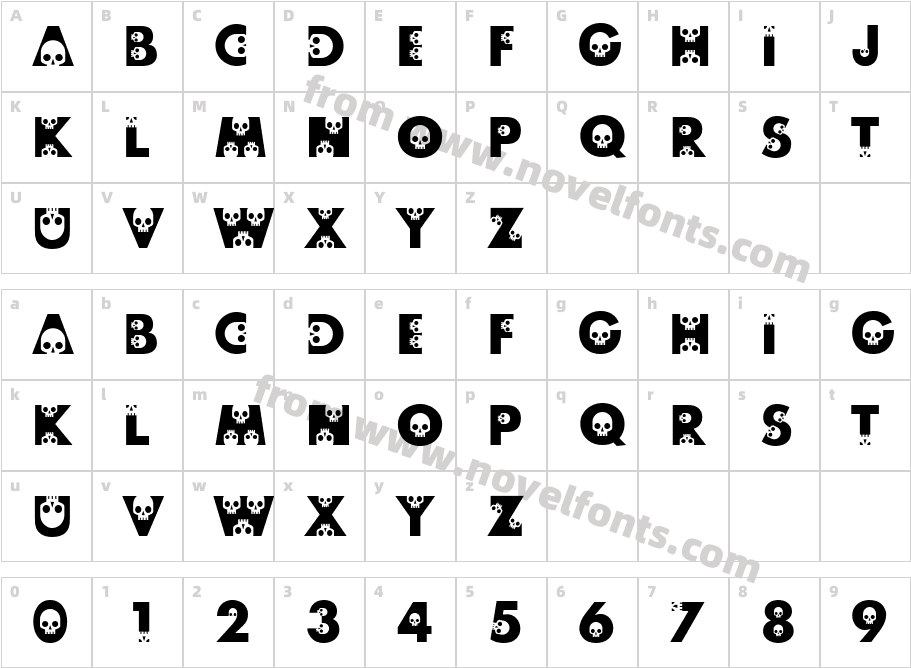 skullphabet-BoldCharacter Map