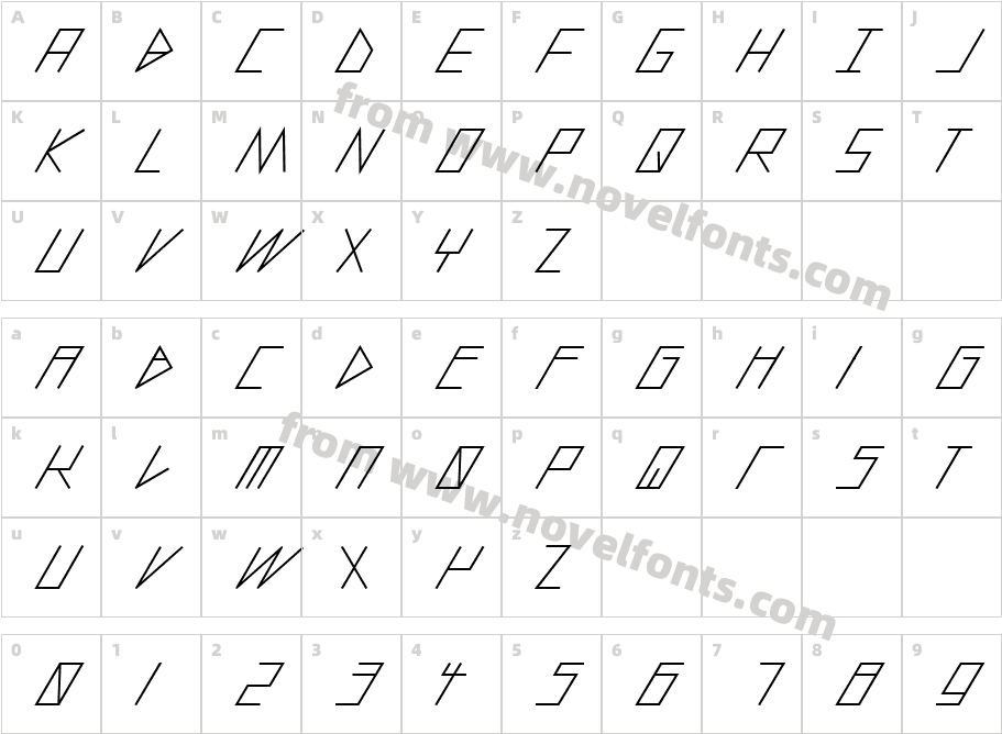 slantedITALICshift-MediumCharacter Map