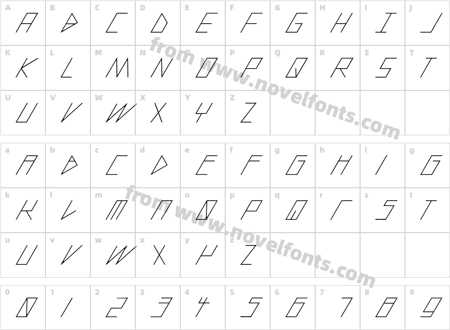 slantedITALICshiftCharacter Map