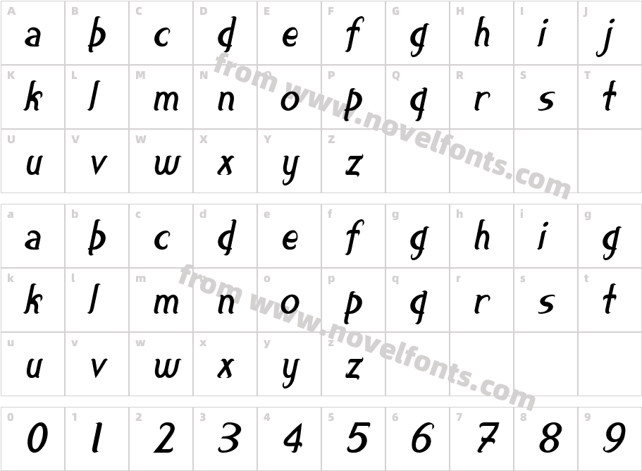 smallburg ItalicCharacter Map