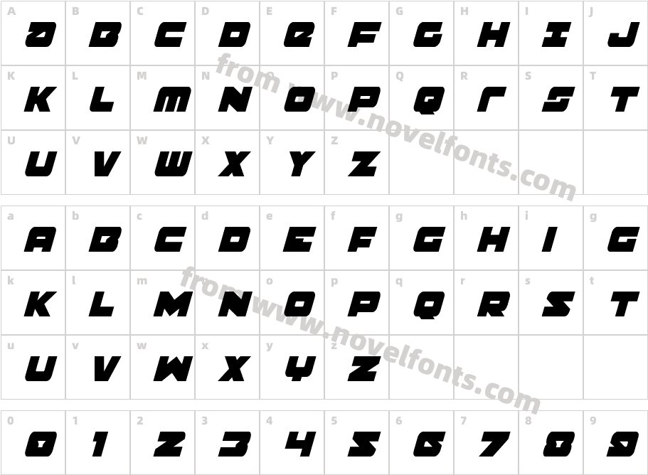 Banjin Condensed ItalicCharacter Map