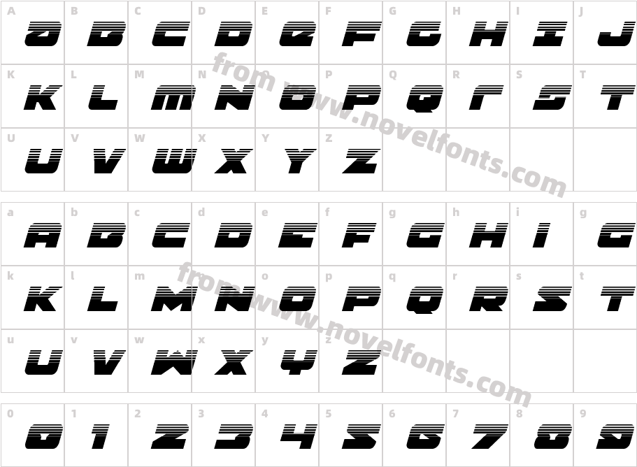 Banjin Halftone ItalicCharacter Map