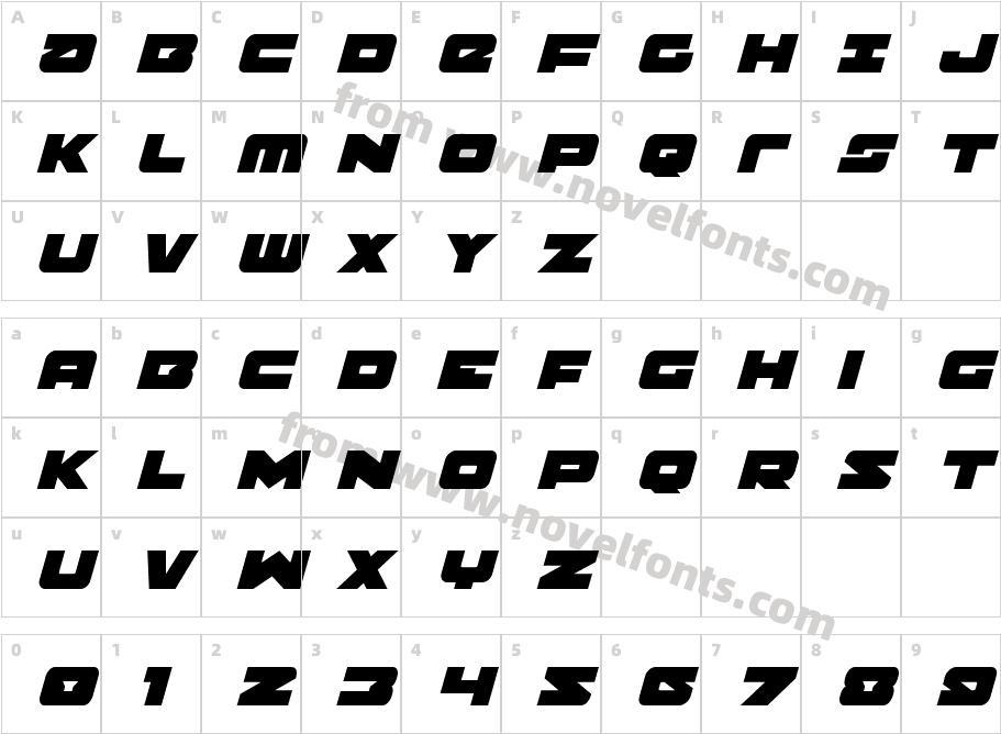 Banjin ItalicCharacter Map