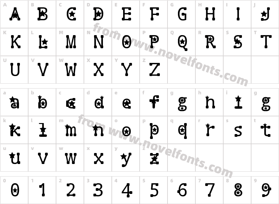 the magicals Regular FontyCharacter Map