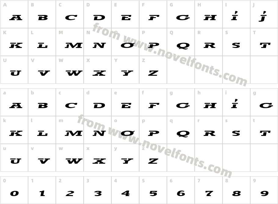 trigan ItalicCharacter Map