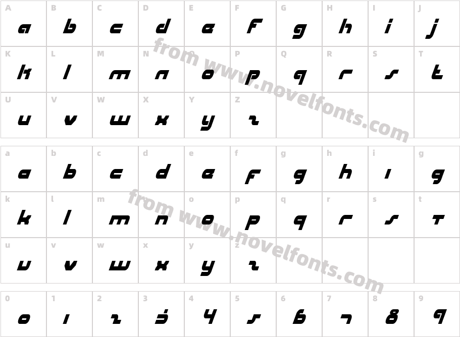 uni-sol condensed italicCharacter Map