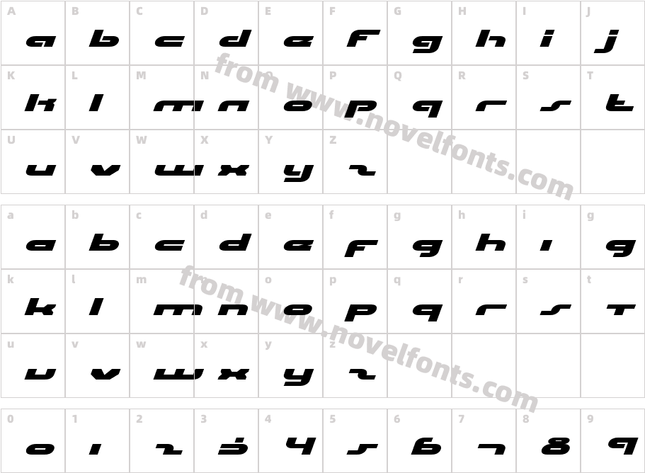 uni-sol expanded italicCharacter Map