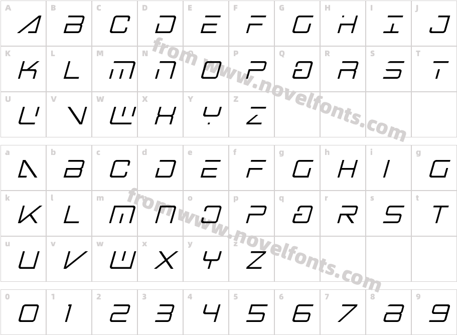 Banshee Pilot Condensed ItalicCharacter Map