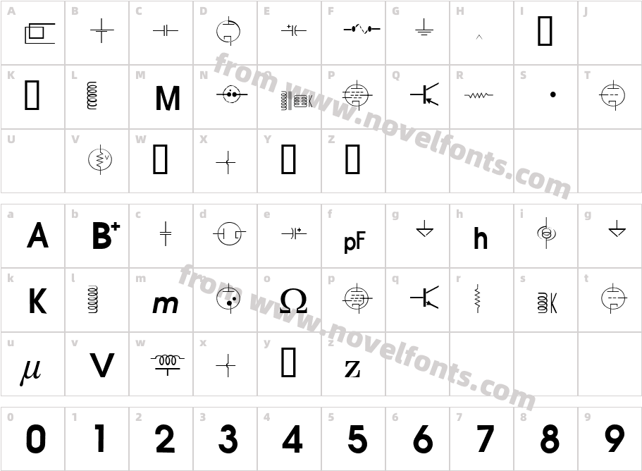 vac tube symbols v1.2Character Map