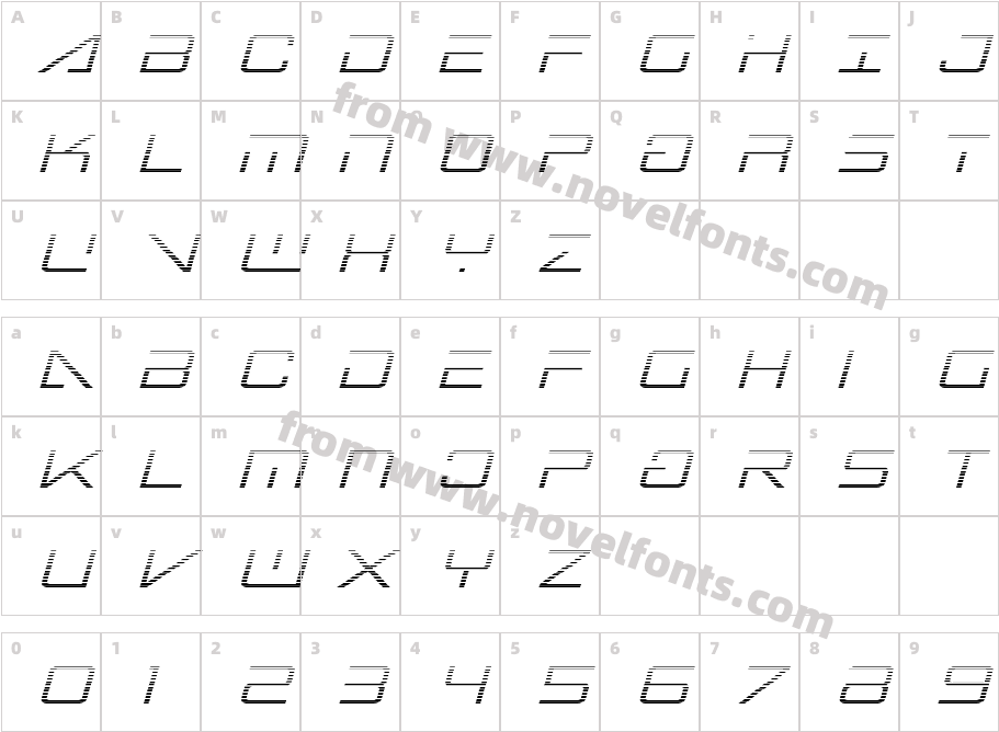 Banshee Pilot Gradient ItalicCharacter Map