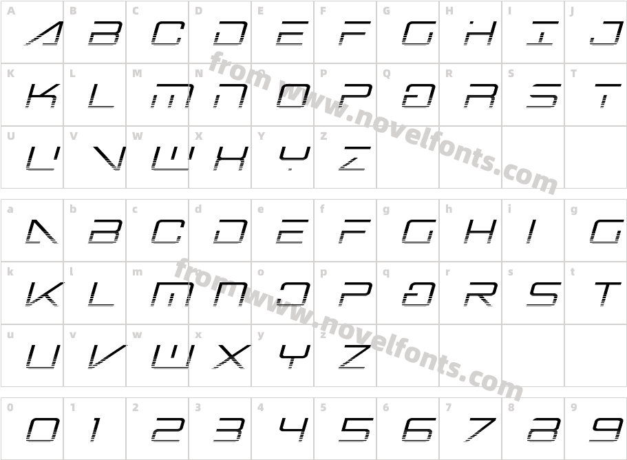 Banshee Pilot Halftone ItalicCharacter Map