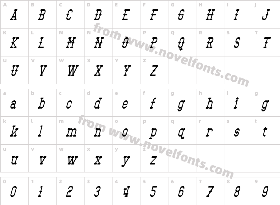 Bantorain ItalicCharacter Map