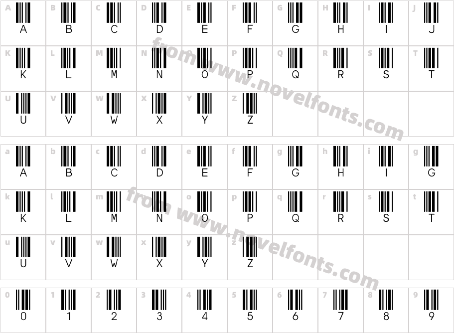 Bar-Code 39 lesbarCharacter Map