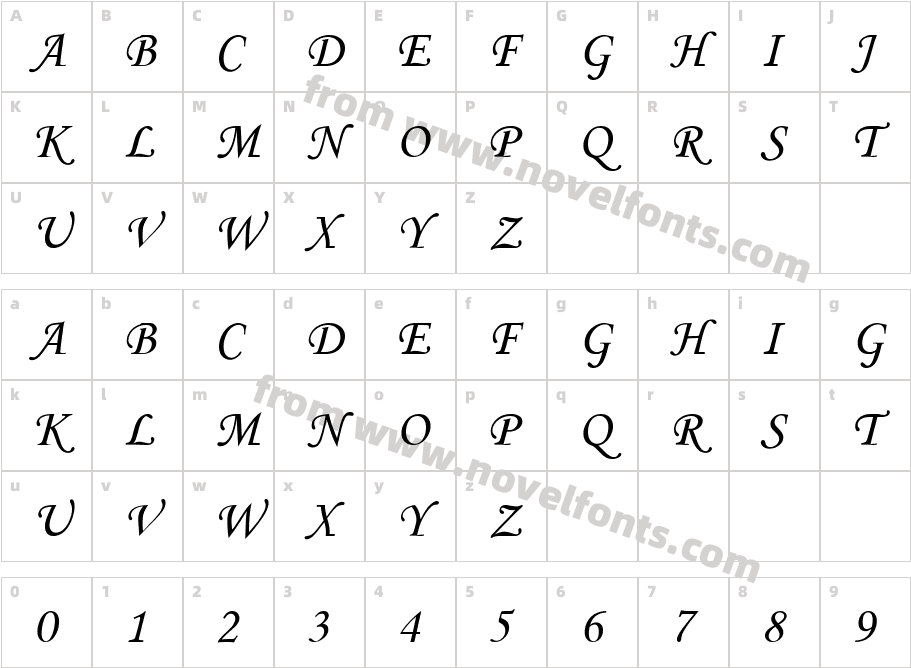 . Vn Monotype corsivaH ItalicCharacter Map