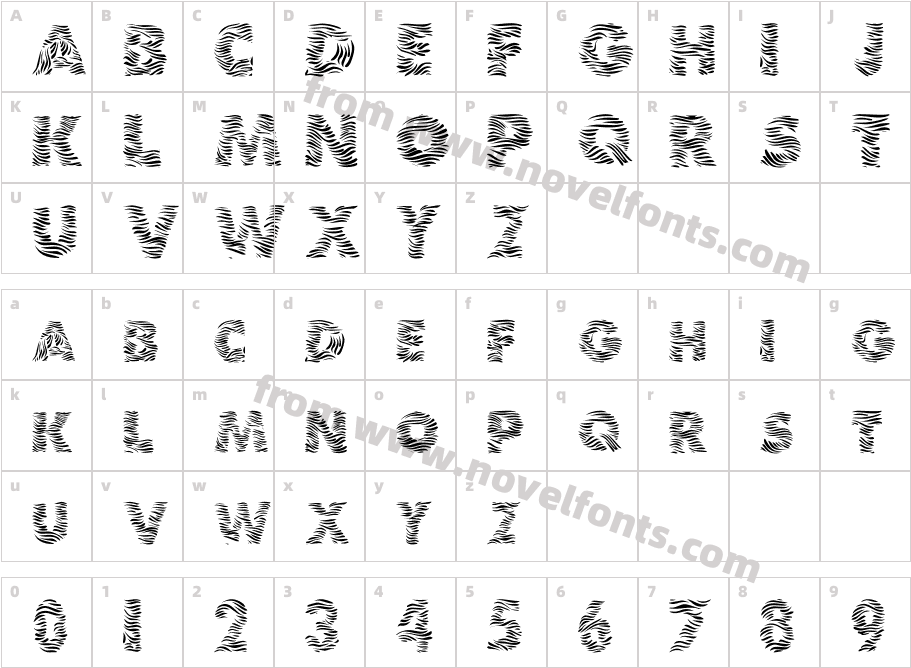 101 Zebra PrintCharacter Map