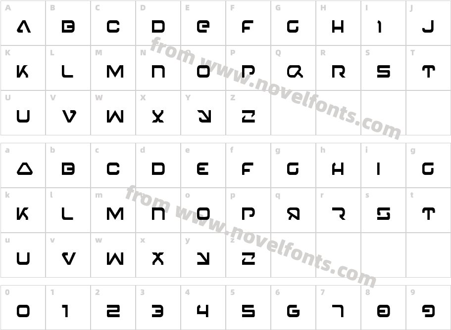 4114 Blaster CondensedCharacter Map