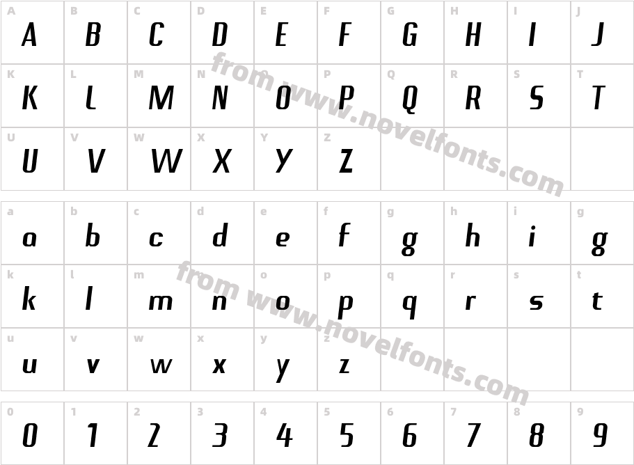 4th Street Sans ItalicCharacter Map