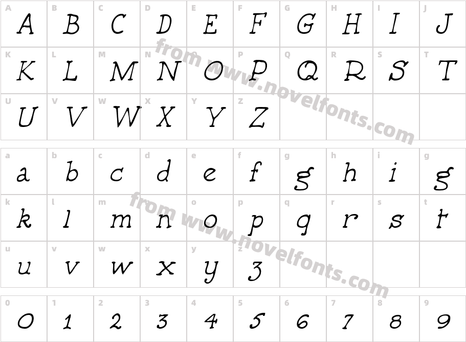 5th Grader ItalicCharacter Map