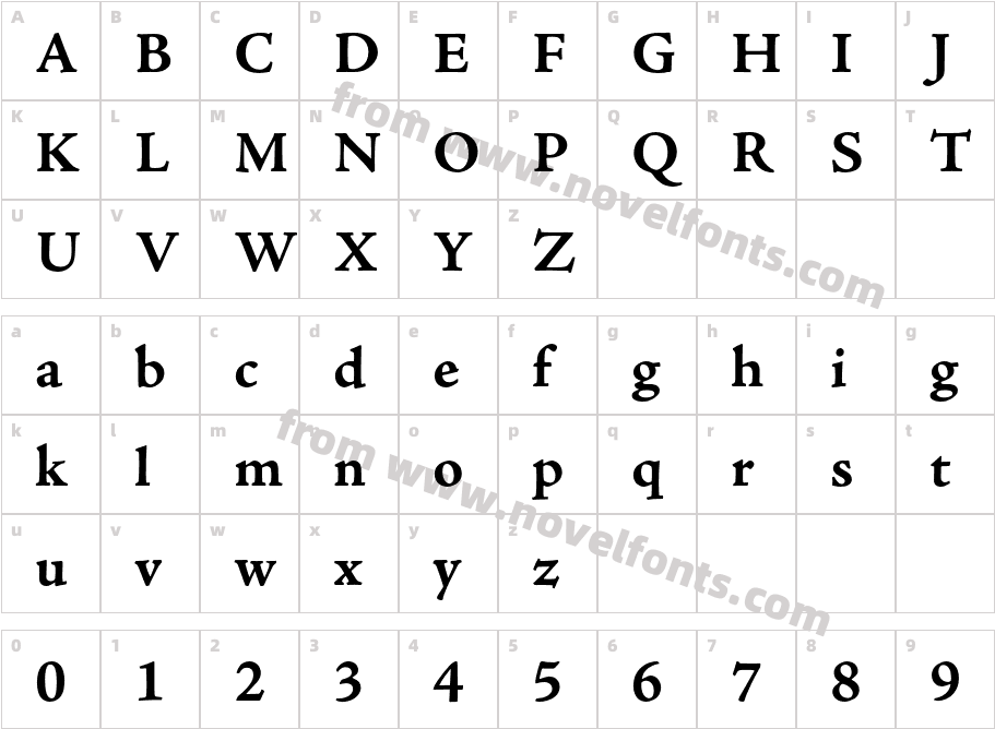 A Jenson Pro Bold CaptCharacter Map