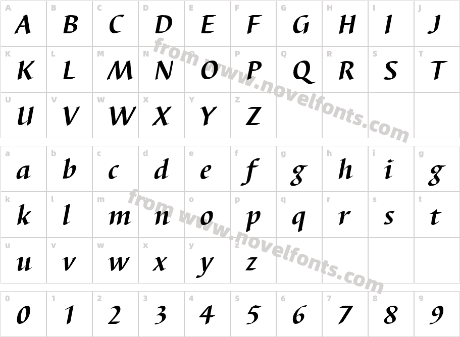 BarbedorT-BoldItalCharacter Map