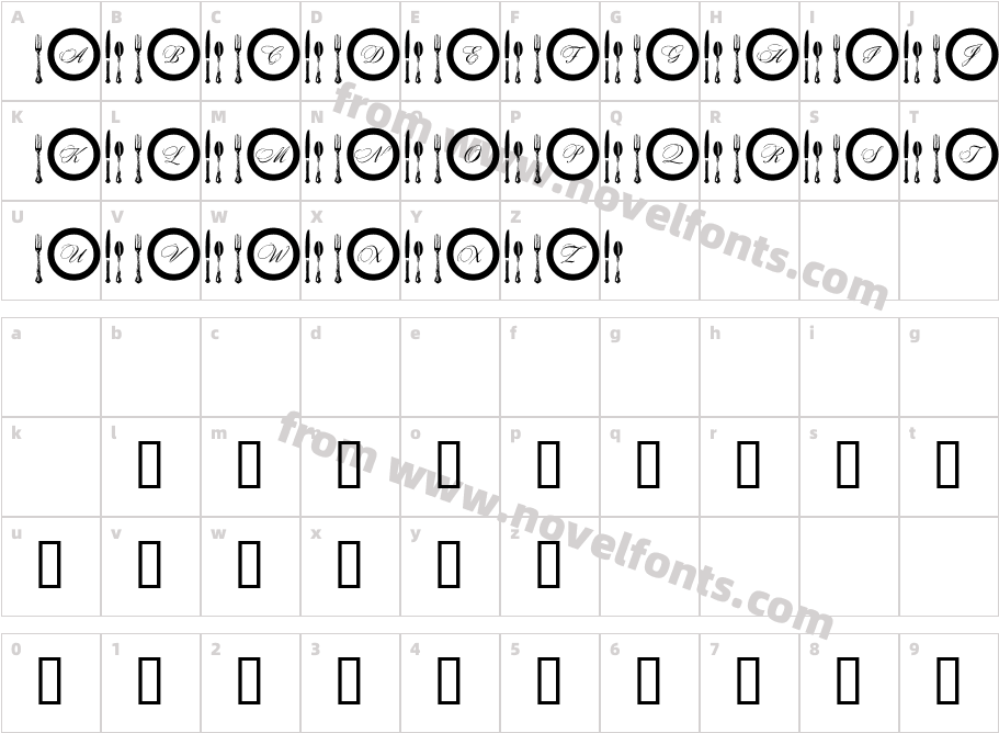 AL Place Settings LettersCharacter Map