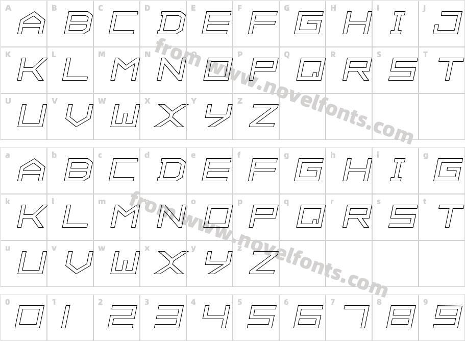 ALPHA OUTLINE ItalicCharacter Map