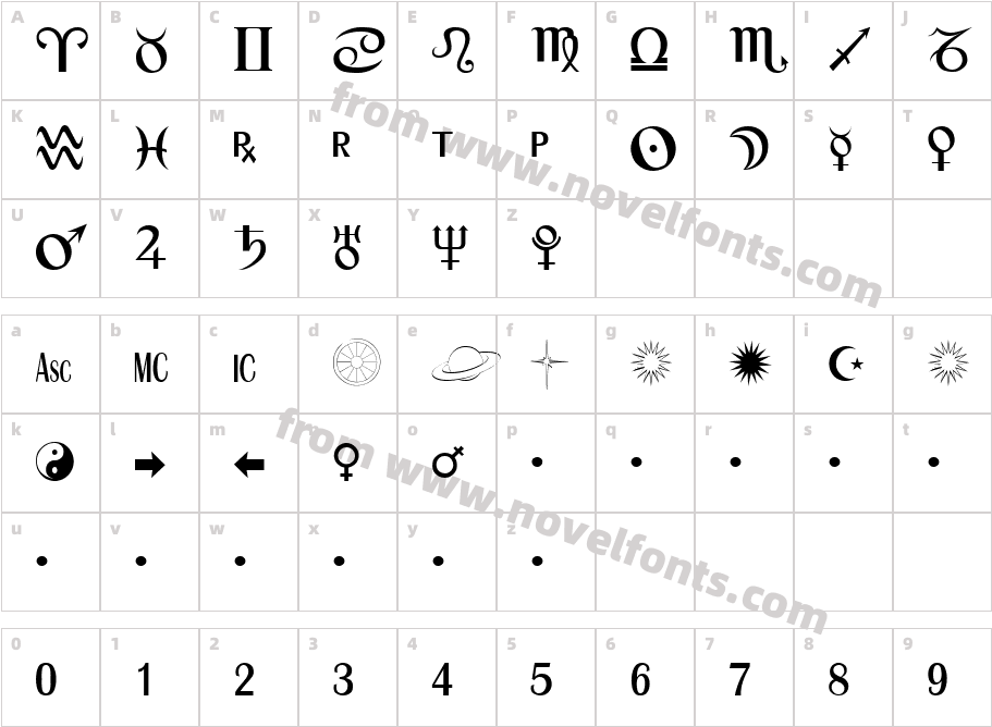 ASHANTA RegularCharacter Map