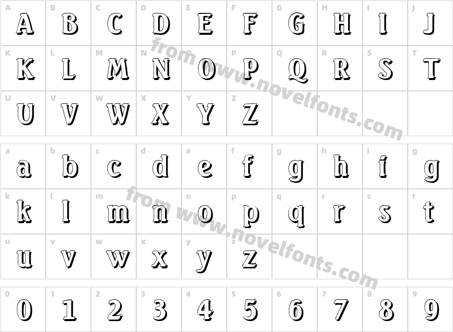 Abel Becker Shadow BoldCharacter Map