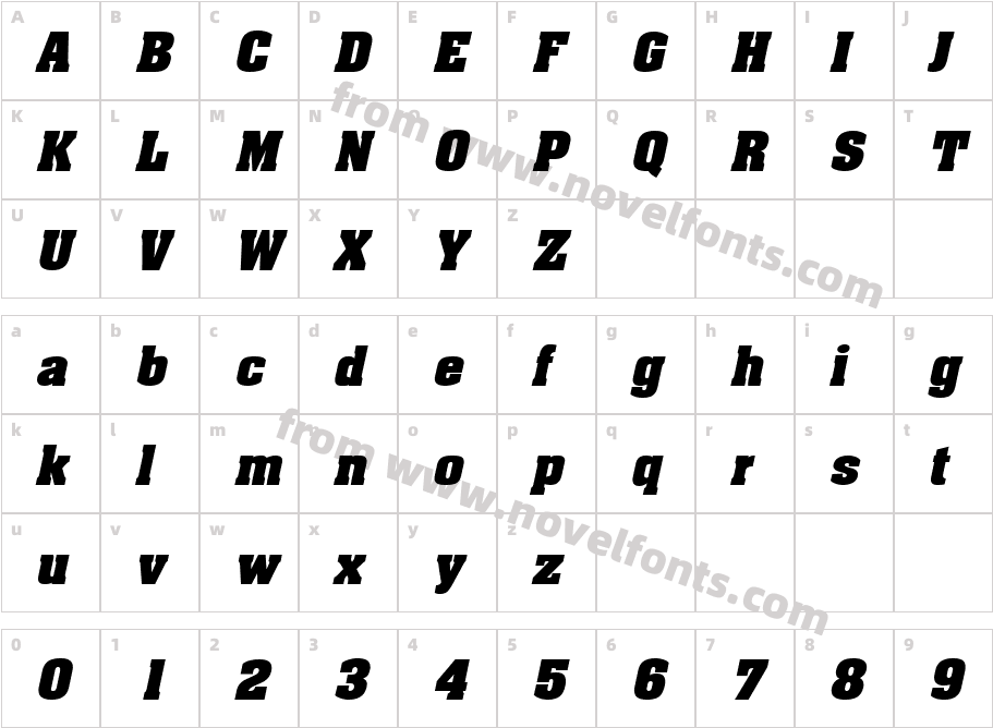 Acklin ItalicCharacter Map