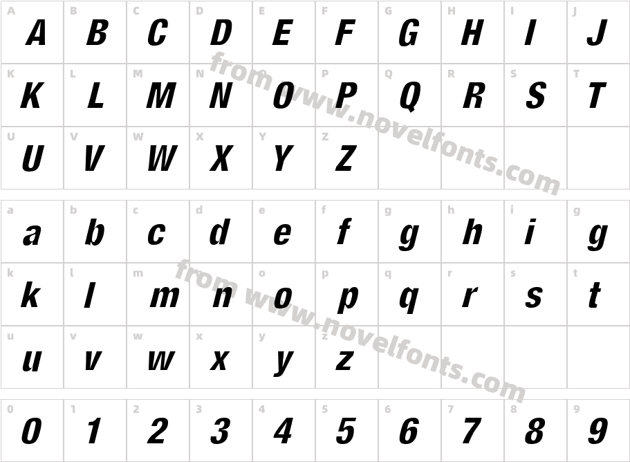 AcmoSSK ItalicCharacter Map