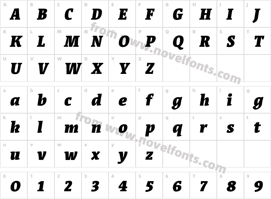 Acuta Fat ItalicCharacter Map