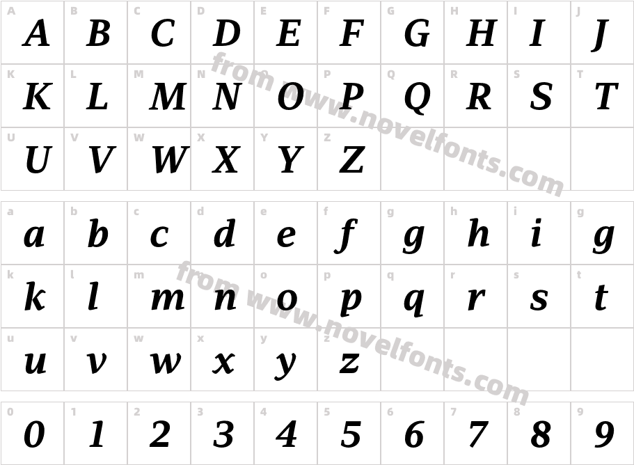 AdamantBG Bold ItalicCharacter Map