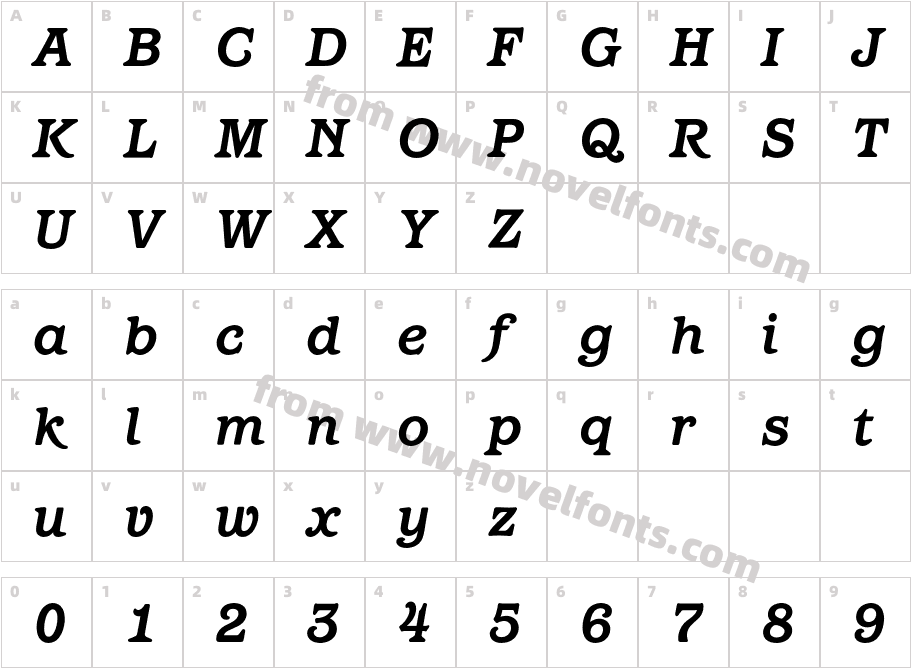 BarcelonaBQ-BoldItalicCharacter Map