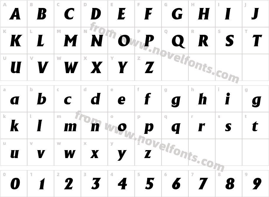 Adelon Serial Heavy ItalicCharacter Map