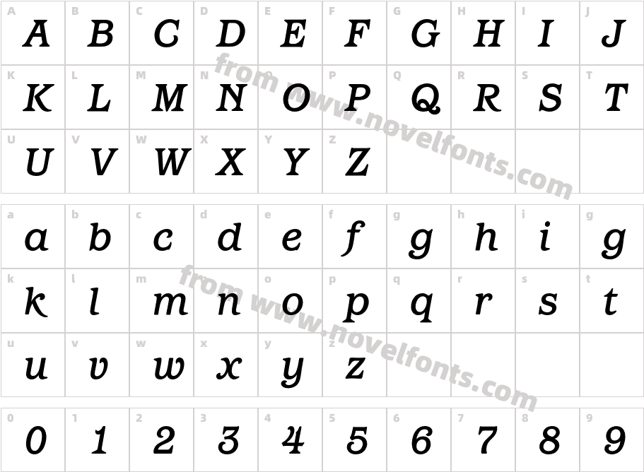 BarcelonaBQ-MediumItalicCharacter Map