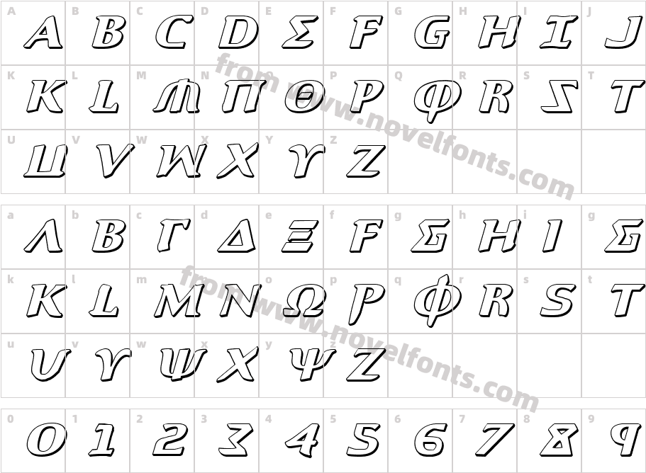Aegis 3D ItalicCharacter Map