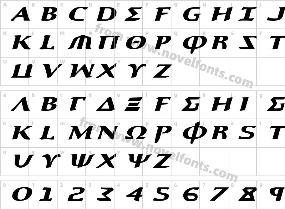 Aegis Expanded ItalicCharacter Map