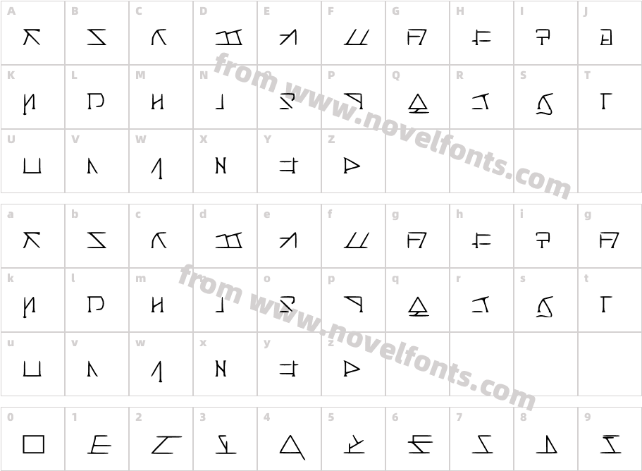 Aeridanish ScriptCharacter Map