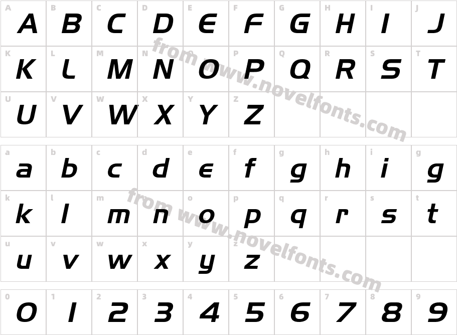 Aero ItalicSWFTECharacter Map