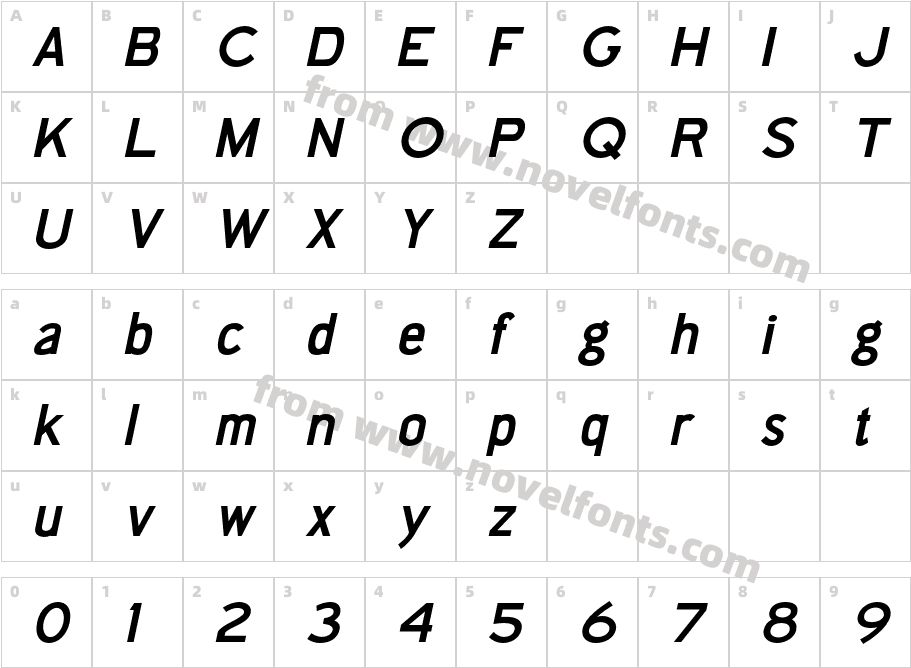 Aerohop Bold ItalicCharacter Map