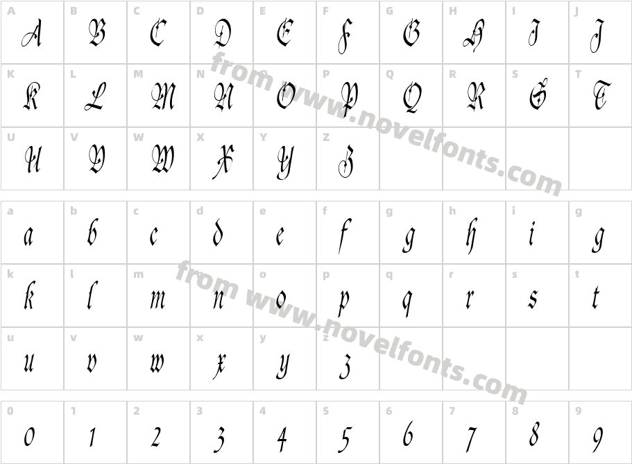 Agincort Condensed ItalicCharacter Map