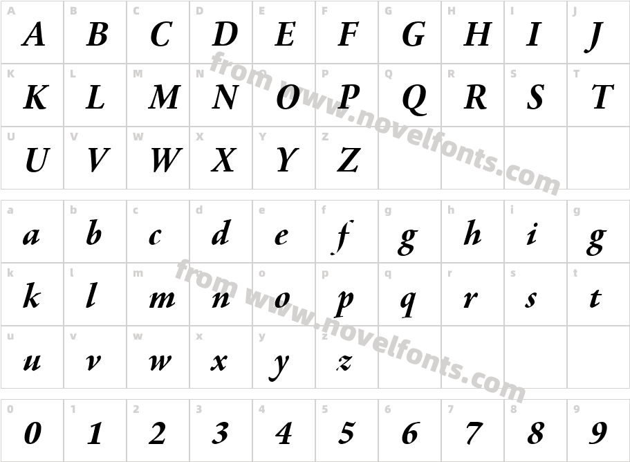 Agmena Pro Bold ItalicCharacter Map