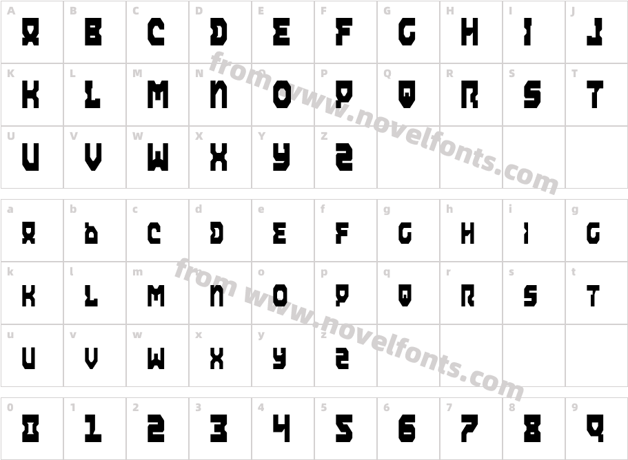 Airacobra CondensedCharacter Map