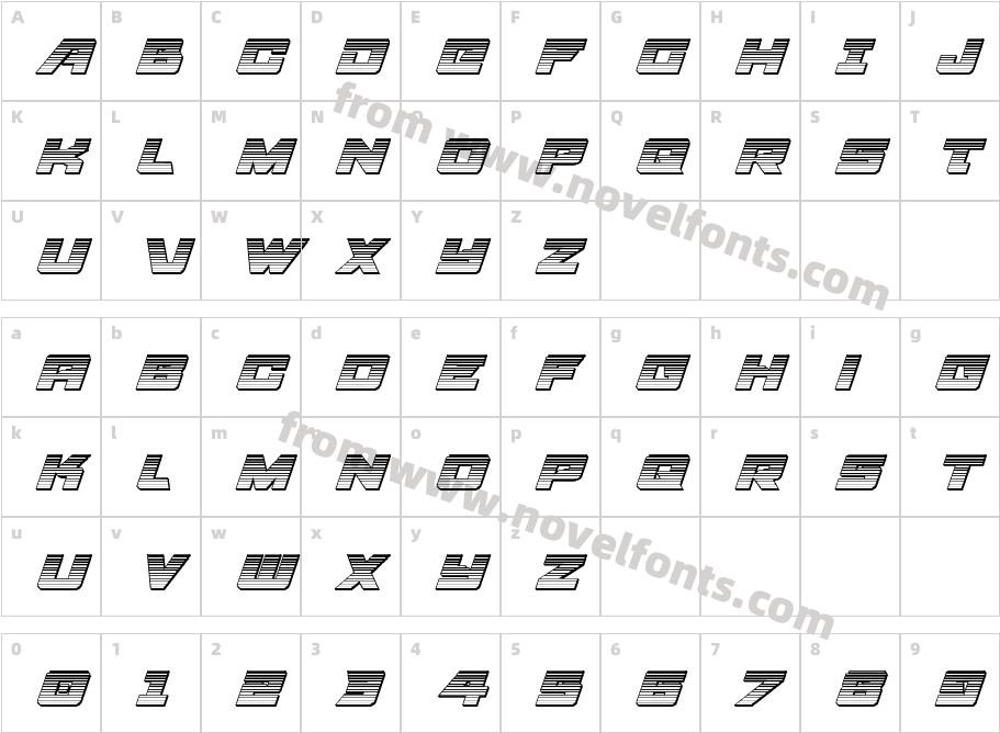 Aircruiser Gradient 3D ItalicCharacter Map